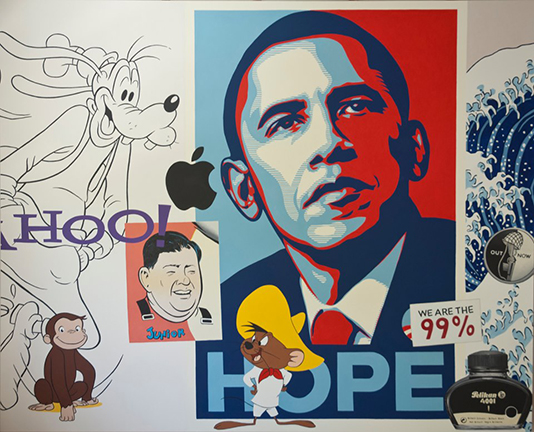 The Peace Sign with Hemera Cuff 750 Palladium White Gold with VS Diamonds 